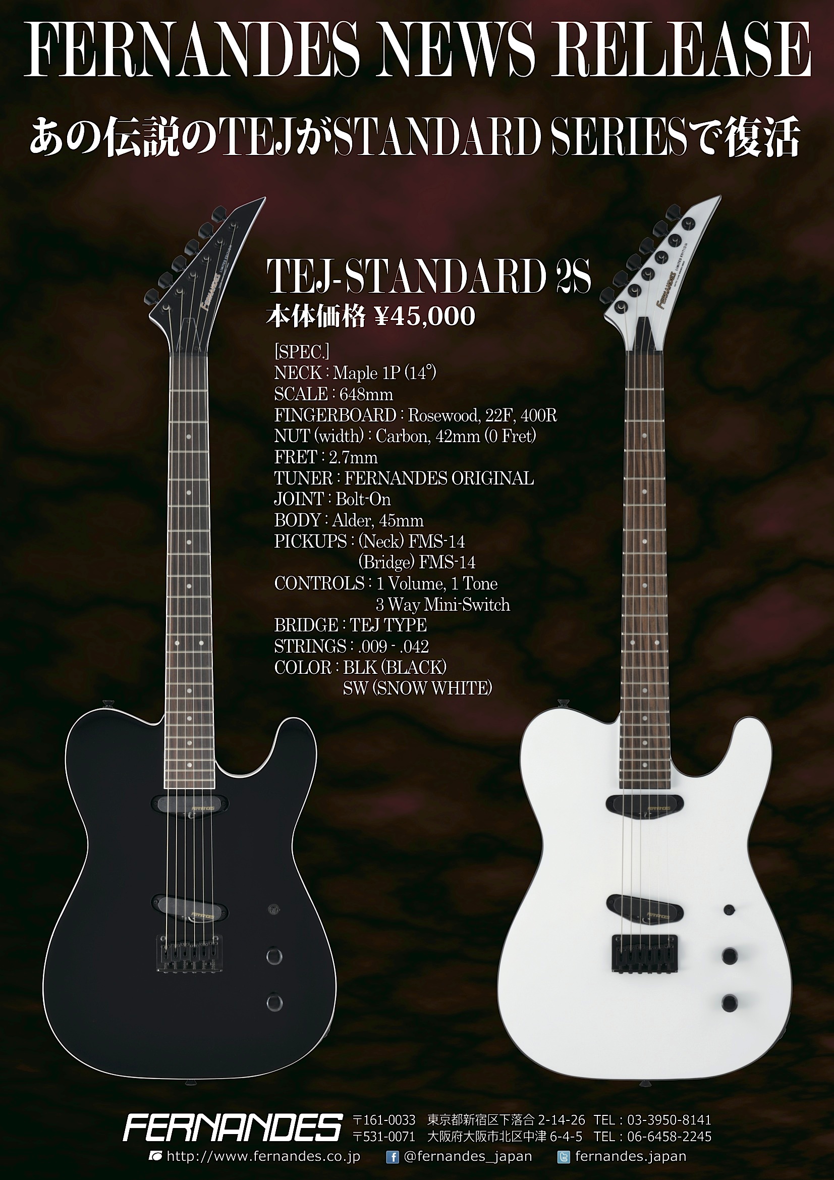 返品無料FERNANDES TEJ-STANDARD 2S? LIMITED EDITION フェルナンデス エレキギター テレキャス ブラック 黒 ソフトケース ピック 弦器 音 G167 フェルナンデス